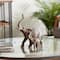 11" Brown Eclectic Polystone Elephants Sculpture